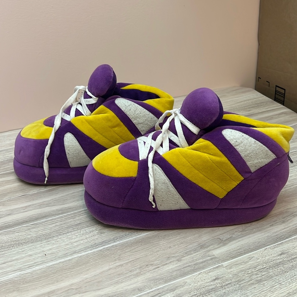 Happy Feet Sneaker Slippers “lakers” purple and yellow